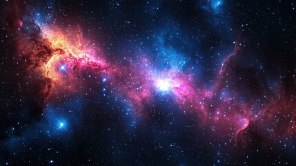 Poster - Colorful cosmic nebulae illuminate the night sky in a stunning display of stars and gas clouds in deep space