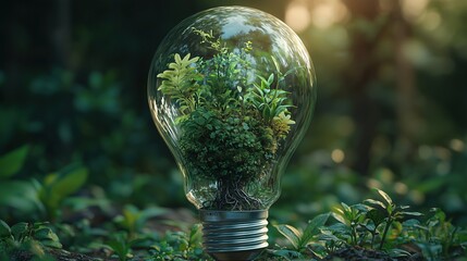 Wall Mural - creativity blooms within nature's light bulb in a tranquil forest setting during golden hour