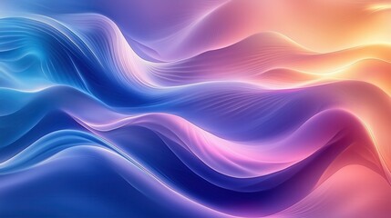 Aufkleber - Colorful waves flow in a vibrant abstract pattern creating a serene atmosphere of movement and light