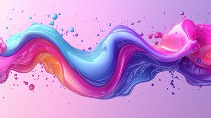 Poster - Colorful flowing abstract design with vibrant smooth waves and splashes on a soft gradient background