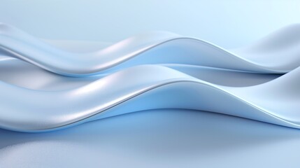 Poster - A futuristic abstract 3D background featuring smooth, flowing curves in metallic blue and silver, soft reflections and subtle gradients creating depth, a sleek and modern aesthetic