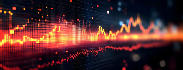 Poster - Stock market data, rising trend, digital screen