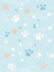 Poster - Veterinary background design featuring pastel colors and playful icons for professional use in banners and marketing materials