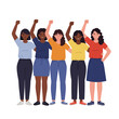 © Cansu - Group of diverse women celebrating with raised fists in flat vector illustration