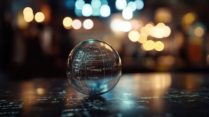 Poster - A clear glass globe sits atop a table, unused and untouched