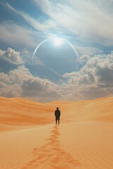 Poster - Man standing alone in a desert landscape