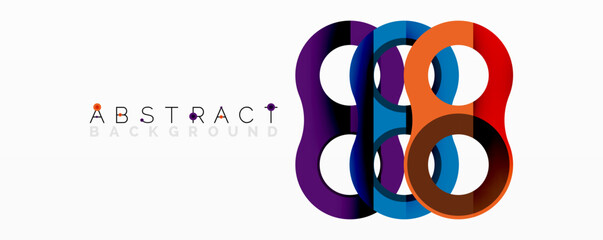 Aufkleber - Abstract circle element composition with overlapping circular and tubular shapes featuring smooth gradients, transparency effects, and dynamic layering