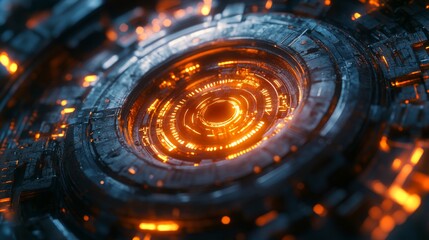 Aufkleber - An intricate circular design showcases a vivid array of lights and textures, symbolizing quantum concepts like superposition and entanglement, set in a futuristic context.