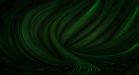 Poster - Abstract dark green background with swirling, wave-like lines. Deep, moody, elegant and dynamic design with a textured appearance.