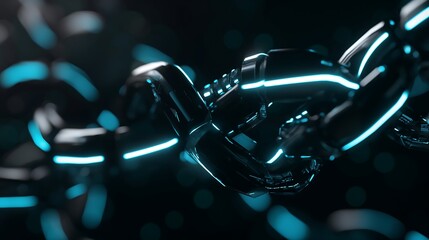 Poster - A futuristic technology background featuring glowing blue and cyan circuits, interconnected data streams forming a complex network, soft neon reflections adding depth