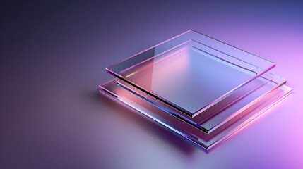 Poster - A high-tech abstract background featuring layers of floating translucent digital panels, subtle neon-lit edges, deep navy and magenta hues enhancing the futuristic ambiance