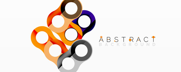 Poster - Abstract circle element composition with overlapping circular and tubular shapes featuring smooth gradients, transparency effects, and dynamic layering