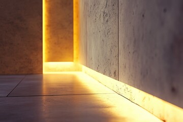 Poster - A room with a floor lamp shining its light onto the floor