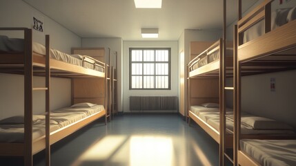 Aufkleber - A row of bunk beds in a cozy room