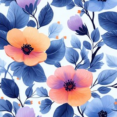  Seamless decorative and beautiful flowers for spring time pattern