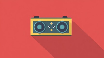 Poster - Colorful Retro Speaker Illustration With Modern Design Elements on a Minimalist Background
