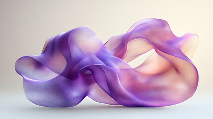 Poster - Abstract flowing purple and orange translucent form, smoothly curved and intertwined.  Elegant, ethereal design