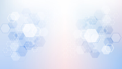 Poster - health care abstract background with hexagons, lines and dots. medical innovation banner template co