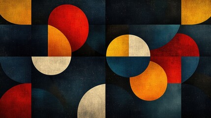 Poster - Abstract geometric art, circles, dark background, design, website banner