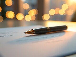 Poster - A pen is placed on top of a blank piece of paper, ready for writing