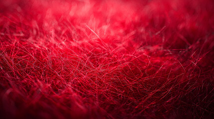 Poster - Abstract red fiber texture background deep crimson color rich detailed image art wool hair macro