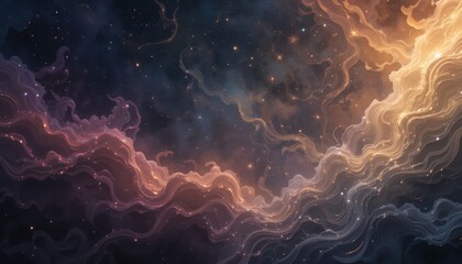 Wall Mural - Celestial Waves Across a Starry Night Sky