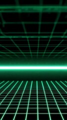 Poster - Futuristic neon grid horizon with dynamic perspective and digital glow