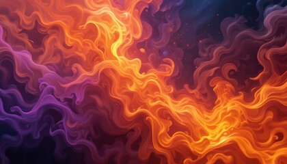 Wall Mural - Abstract fiery swirls of orange and purple hues