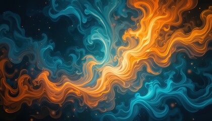 Wall Mural - abstract swirling orange and blue hues