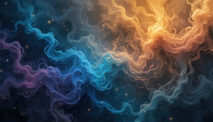 Wall Mural - Abstract Cosmic Nebula Swirling Colors And Lights