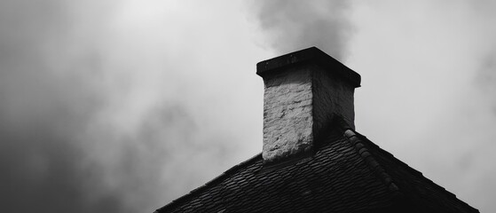 Aufkleber - A brick chimney with smoke billowing out, great for architecture or industrial backgrounds