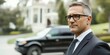 © Andrii  - Elite bodyguard near high-end residence with black SUV