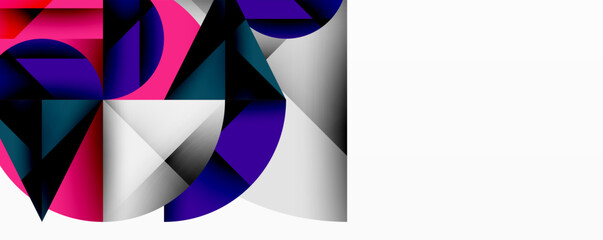 Aufkleber - Modern abstract composition with layered circles and angular segments featuring gradients, transparency effects, and a structured geometric layout