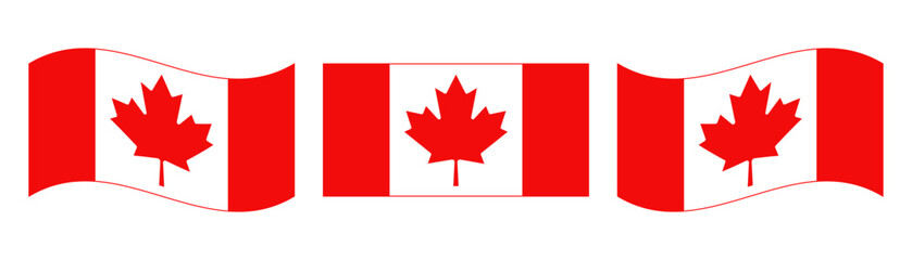Wall Mural - set of canadian flags are isolated on a transparent background. correct proportions and colors. perf