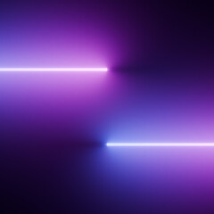 Poster - Neon Lights in Shades of Purple and Blue with dark background.
