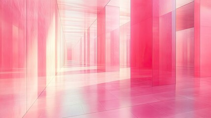 Aufkleber - Pink corridor, light, reflections, modern architecture, interior design