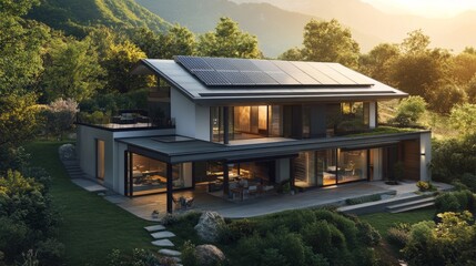 Poster - A smart home with self-adjusting solar panels, AI-controlled irrigation, and a voice-activated automation system