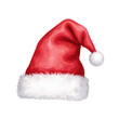 © ปริยาภัทร บุญรอด - Festive red and white Santa hat, traditional holiday accessory, perfect for celebrations and winter-themed events. Isolated on white background or PNG