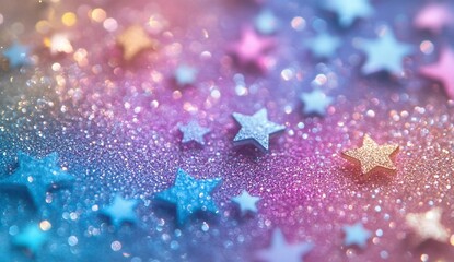 Poster - Glittering stars scattered on dreamy background for festive, elegant designs