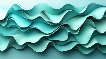 Poster - Teal paper wave abstract background design