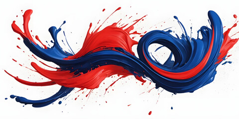 Poster - Dynamic Color Burst: An artistic explosion of vibrant blue and red paint splashes, forming a dynamic and energetic design element that symbolizes creativity and expression.