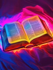 Poster - An open book sitting on top of a bed, perfect for a cozy night in or a peaceful morning