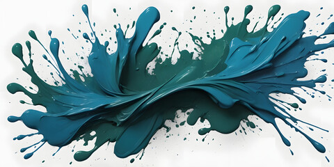 Poster - Splash of Color: Vibrant splash of turquoise and teal paint, creating a dynamic and artistic effect. Capturing the motion and energy of the liquid.