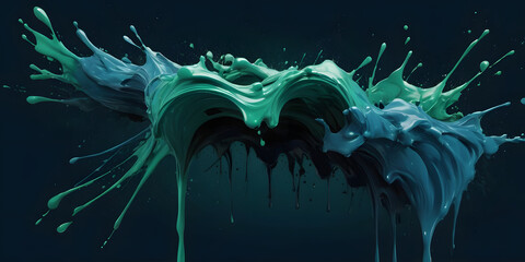 Poster - Fluid Splash: a captivating display of vibrant colors in a dynamic fluid splash against a backdrop of dark.