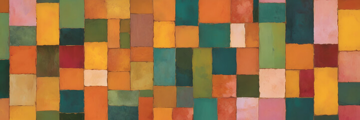 Poster - geometric harmony: a mosaic of vibrant rectangles forms an abstract artwork, creating a sense of bal