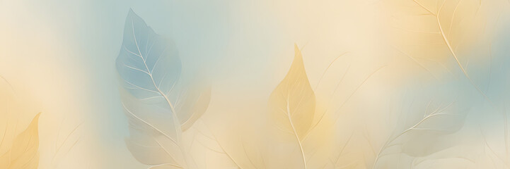 Poster - Ethereal Leaves in Haze: Abstract artistic image capturing the delicate beauty of leaves in a soft, diffused light, creating a serene and dreamy aesthetic.