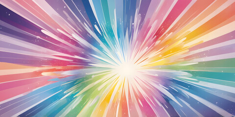 Poster - rainbow burst: a vibrant explosion of color emanates from a central point, creating a captivating an