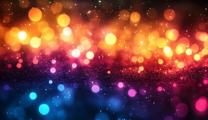Poster - Colorful, glowing bokeh lights, background, graphic design element, festive mood