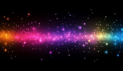 Poster - Colorful sparkling light streak against black background for design and overlays