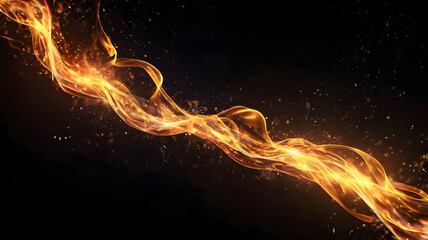 Poster - ethereal flame: a mesmerizing display of swirling fire and embers, dancing gracefully against a dark